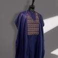 A deep blue X gold agbada combo