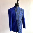 A Blue kaftan suit ensemble