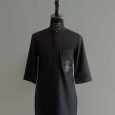 Black Kaftan with Geometric Design on pocket