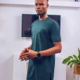 Plain Green Kaftan X Benin Art